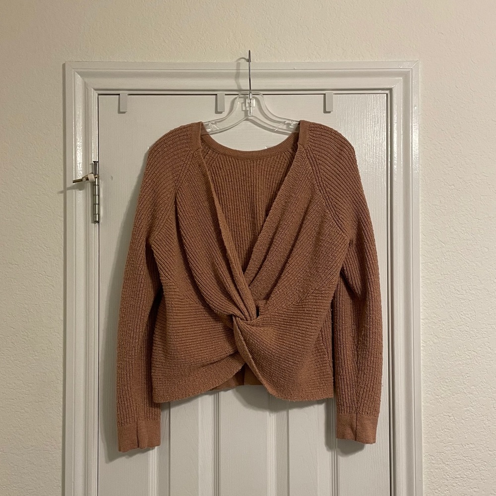 Aerie Tan Tie-back Sweater Size M